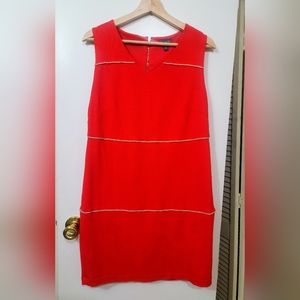 The Limited size8P Red Midi Sheath Dress Sleeveless & Fully Lined Gold Chains